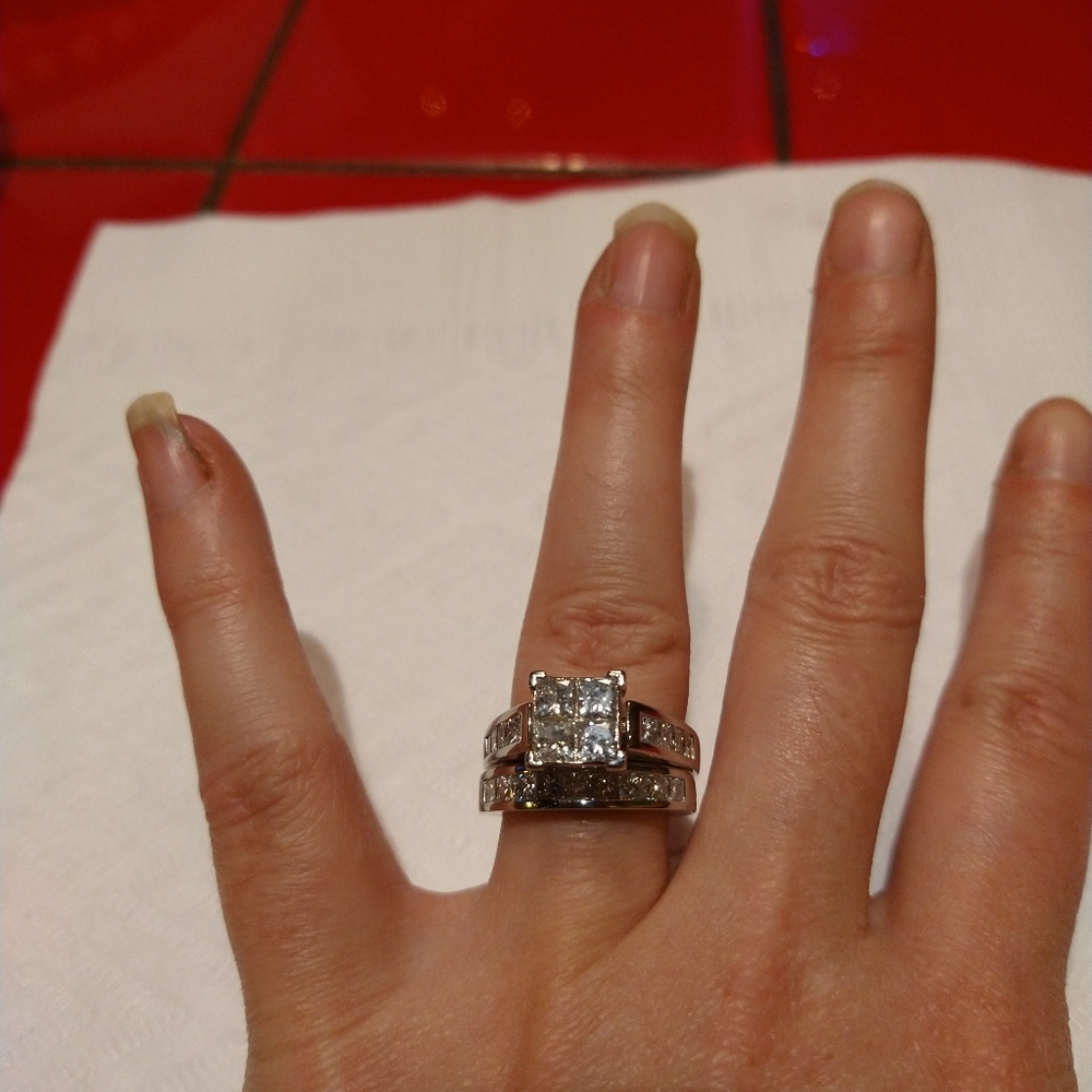 14 carrot white gold wedding set 3 carrots diamond